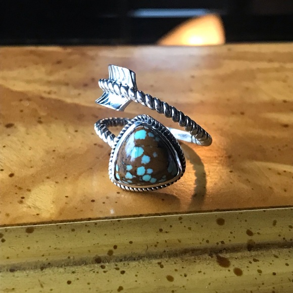 Royston Blue Horizon Turquoise Sterling Silver Arrow Ring - Picture 1 of 9